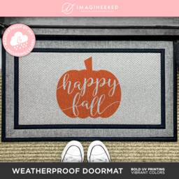 Happy Fall Pumpkin Outdoor Doormat - Cute Mat Seasonal Decor For Lover New Home Welcome Washable Custom Gift