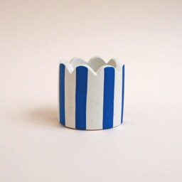 Small Scalloped Stripy Pot - Choose Your Colours - thumbnail 2