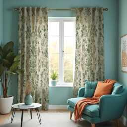 Green Leaf Curtains, Soft Botanical Pattern Drapes, Custom Size Window Panels For Living Room Or Bedroom - thumbnail 4