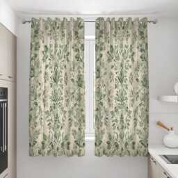 Green Leaf Curtains, Soft Botanical Pattern Drapes, Custom Size Window Panels For Living Room Or Bedroom - thumbnail 2