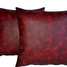 "2 Two Tone Red Faux Leather Classic Cushion Covers 16"" 18"" 20" - thumbnail 2