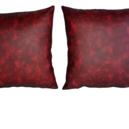"2 Two Tone Red Faux Leather Classic Cushion Covers 16"" 18"" 20" - thumbnail 3
