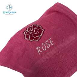 Rose Flower Towel - Personalised Face Cloth/Hand Bath = Embroidered - thumbnail 2