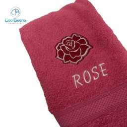Rose Flower Towel - Personalised Face Cloth/Hand Bath = Embroidered - thumbnail 1