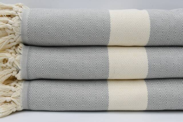 "Light Gray Diamond Blanket, Throws, 79""x95" - image 1