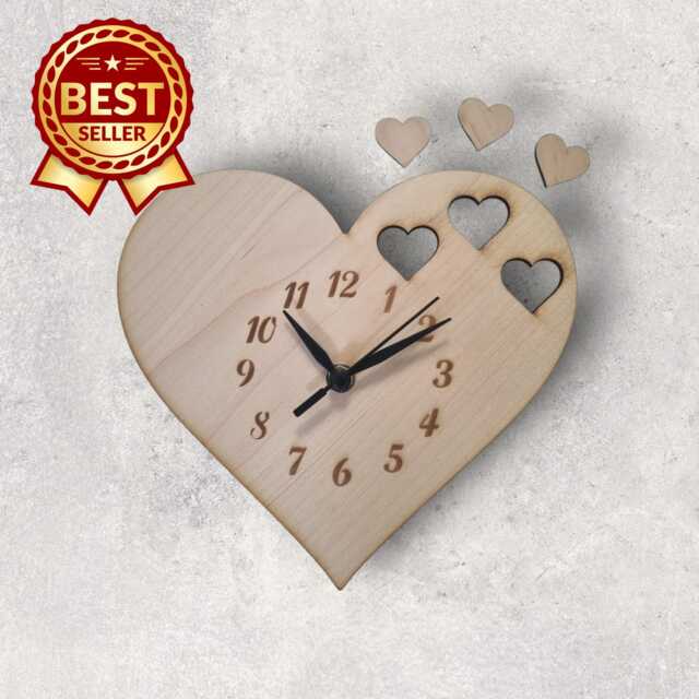 Heart Shaped Wood Clock Cherry, Oak, Or Walnut Finish - image 1