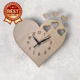 Heart Shaped Wood Clock Cherry, Oak, Or Walnut Finish - thumbnail 1
