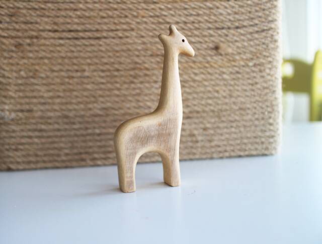 Personalized Wooden Giraffe Toy Organic Wood Animal Play Set - image 1