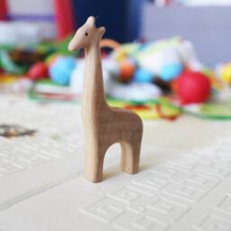Personalized Wooden Giraffe Toy Organic Wood Animal Play Set - thumbnail 3