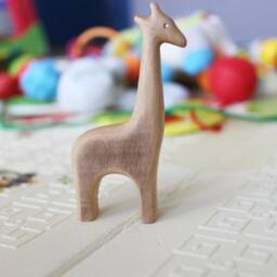 Personalized Wooden Giraffe Toy Organic Wood Animal Play Set - thumbnail 2