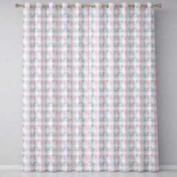 Soft Pastel Geometric Floral Pattern Light Multicolour Seamless Readymade Eyelet Ring Top Thermal 100% Blackout Curtains - thumbnail 2