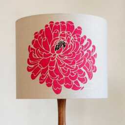 Luxury Romo Saraya Floral Lampshade. Lampshade Is Made With Stylish Upholstery Fabric in Beige & Fuchsia/Hot Pink Colour. Handmade - thumbnail 1