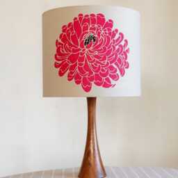 Luxury Romo Saraya Floral Lampshade. Lampshade Is Made With Stylish Upholstery Fabric in Beige & Fuchsia/Hot Pink Colour. Handmade - thumbnail 2