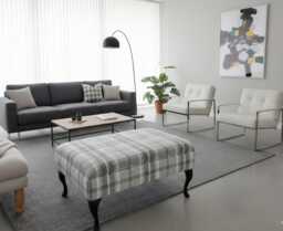 Balmoral Check Fabric Footstool in A Beautiful Luxurious Soft Ottoman/Seat 100 cm X 54 Many Colours