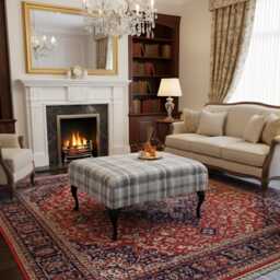 Balmoral Check Fabric Footstool in A Beautiful Luxurious Soft Ottoman/Seat 100 cm X 54 Many Colours - thumbnail 2