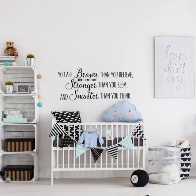 Nursery Wall Decal Braver, Stronger, Smarter Quote Ww144 - image 1