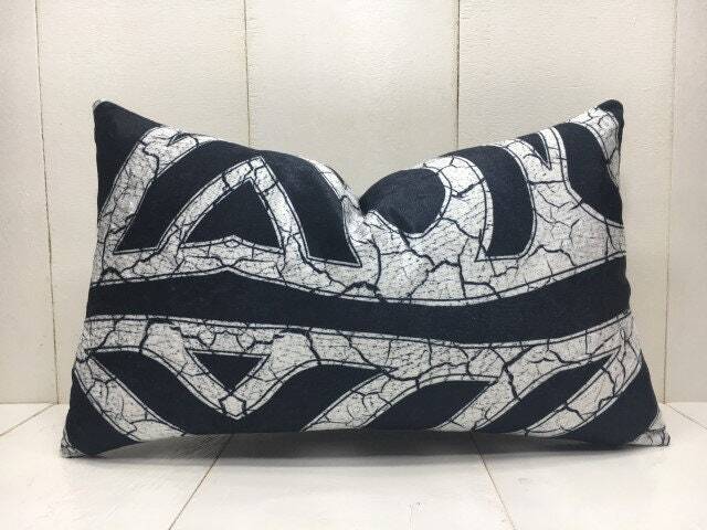Handwoven Silk Ikat Pillow Cover 12x20, Modern Home Decor - image 1
