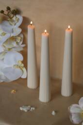 Ribbed Taper Candles - Soy Wax Handmade Decorative Aesthetic Home Decor Eclectic Table Gift For Her - thumbnail 1