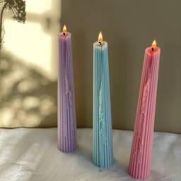 Ribbed Taper Candles - Soy Wax Handmade Decorative Aesthetic Home Decor Eclectic Table Gift For Her - thumbnail 2