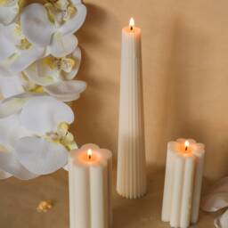 Ribbed Taper Candles - Soy Wax Handmade Decorative Aesthetic Home Decor Eclectic Table Gift For Her - thumbnail 4