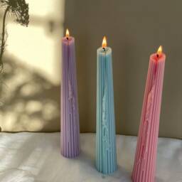 Ribbed Taper Candles - Soy Wax Handmade Decorative Aesthetic Home Decor Eclectic Table Gift For Her - thumbnail 3
