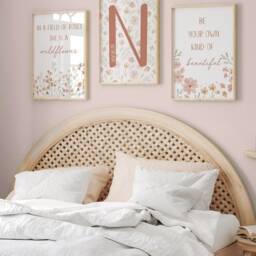 Girls Bedroom Prints, Girls Room Decor, Girl Wall Art, Nursery Decor, Floral, Boho, Neutral, Girly, Wildflower, Toddler, Personalised, Baby, Pink - thumbnail 2