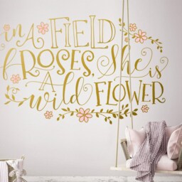 In A Field Of Roses She Is Wildflower Wall Decal - Girls Nursery Decor, Floral Decal, Personalized Gift, Flower Decals - thumbnail 2