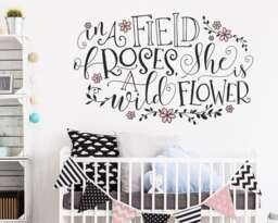In A Field Of Roses She Is Wildflower Wall Decal - Girls Nursery Decor, Floral Decal, Personalized Gift, Flower Decals - thumbnail 1