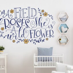 In A Field Of Roses She Is Wildflower Wall Decal - Girls Nursery Decor, Floral Decal, Personalized Gift, Flower Decals - thumbnail 3