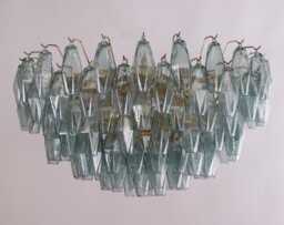Large Italian Flush Lamp ??80 cm Teal Murano Glass Poliedri, Ceiling Chandelier Design Vintage Style Made in Italy Polyhedrons - thumbnail 1