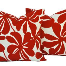 Two Outdoor Pillow Covers, Cushion, Decorative Throw Pillow, Accent Green Red Pillow - thumbnail 3
