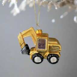 Glass Christmas Yellow Digger Bauble Tree Hanging Decoration/Christmas/Seasonal/ Glass Item - thumbnail 2