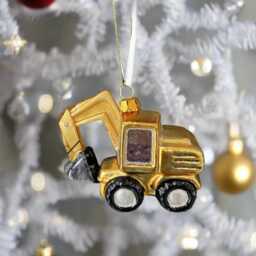 Glass Christmas Yellow Digger Bauble Tree Hanging Decoration/Christmas/Seasonal/ Glass Item - thumbnail 3