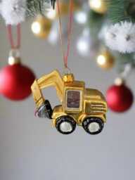 Glass Christmas Yellow Digger Bauble Tree Hanging Decoration/Christmas/Seasonal/ Glass Item - thumbnail 1