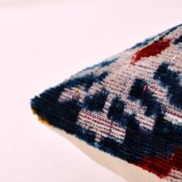 Handmade Silk Velvet Ikat Pillow Cover, Decorative Accent Cushion - thumbnail 3