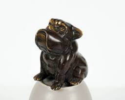 Bronze Pitbull Figurine, 2.9 Inch Animal Statue, Brass Decor, Ornament, Dog, Office Table Grandma Gift, Memorial Gift