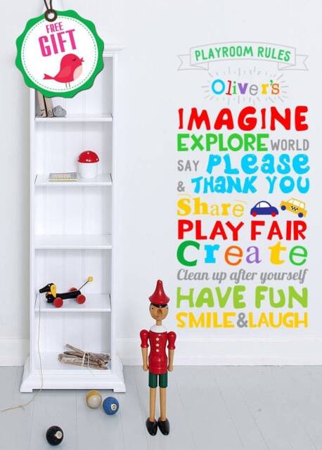Playroom Rules Decal, Personalized Rules, Sign, Play Room Custom Wall Kids - image 1