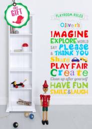 Playroom Rules Decal, Personalized Rules, Sign, Play Room Custom Wall Kids - thumbnail 1