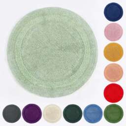 Luxury Reversible Round Bath Mat - 100% Cotton, 80cm, Super Absorbent, Soft & Tufted, Eco-Friendly, Machine Washable Bathroom Rug - thumbnail 1