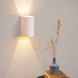 White Wood Wall Sconce Rustic Modern Bedside Lamp - thumbnail 1