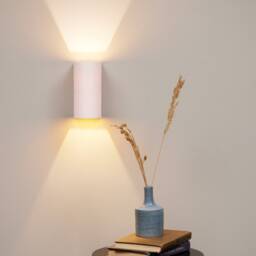 White Wood Wall Sconce Rustic Modern Bedside Lamp - thumbnail 2