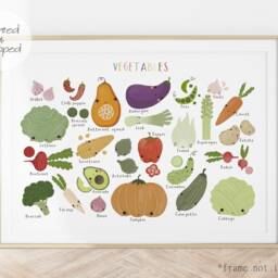 Vegetable Chart Poster, Educational Print, Playroom Vegetables Veggies Prints, Scandi Kids Art, Poster - thumbnail 2