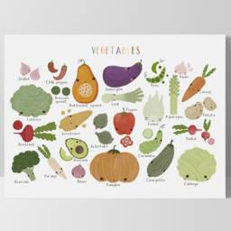 Vegetable Chart Poster, Educational Print, Playroom Vegetables Veggies Prints, Scandi Kids Art, Poster - thumbnail 3
