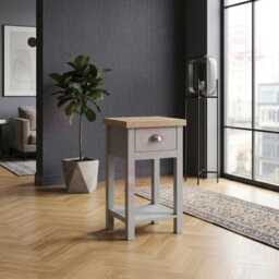 Bedside Oak Cabinet Small Bed Side Table Bedroom 1 Drawer Wooden - thumbnail 3