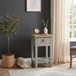 Bedside Oak Cabinet Small Bed Side Table Bedroom 1 Drawer Wooden - thumbnail 4