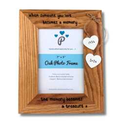 "When Someone You Love Becomes A Memory - Memorial, in Memory, Loss, Grief Personalised Solid Oak Wood Photo Frame 6x4"", 7x5" - thumbnail 3