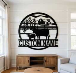 Personalized Cow Metal Sign, Cow Cattle Wall Art, Custom Farm Ranch Decor, Cows Gift, Cow Farmhouse Decor, Cow Farmer Sign - thumbnail 1