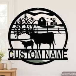 Personalized Cow Metal Sign, Cow Cattle Wall Art, Custom Farm Ranch Decor, Cows Gift, Cow Farmhouse Decor, Cow Farmer Sign - thumbnail 3