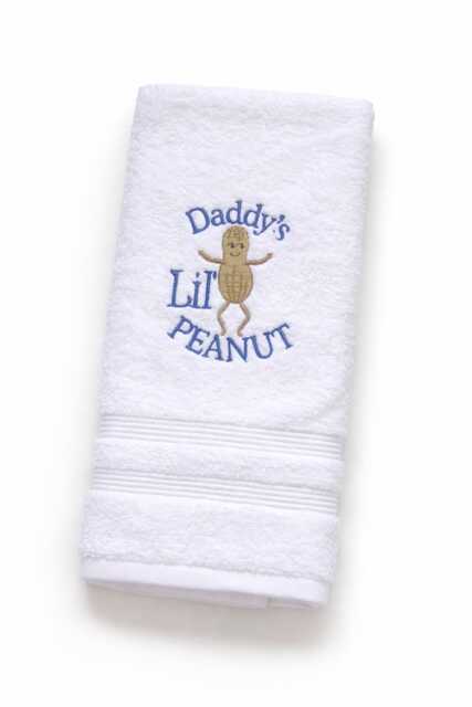 Daddy's Little Peanut Embroidered Hand Towel - Baby Gift Kitchen Decor - image 1