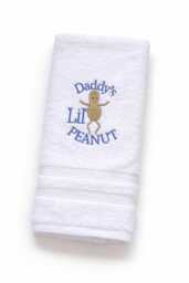 Daddy's Little Peanut Embroidered Hand Towel - Baby Gift Kitchen Decor - thumbnail 1